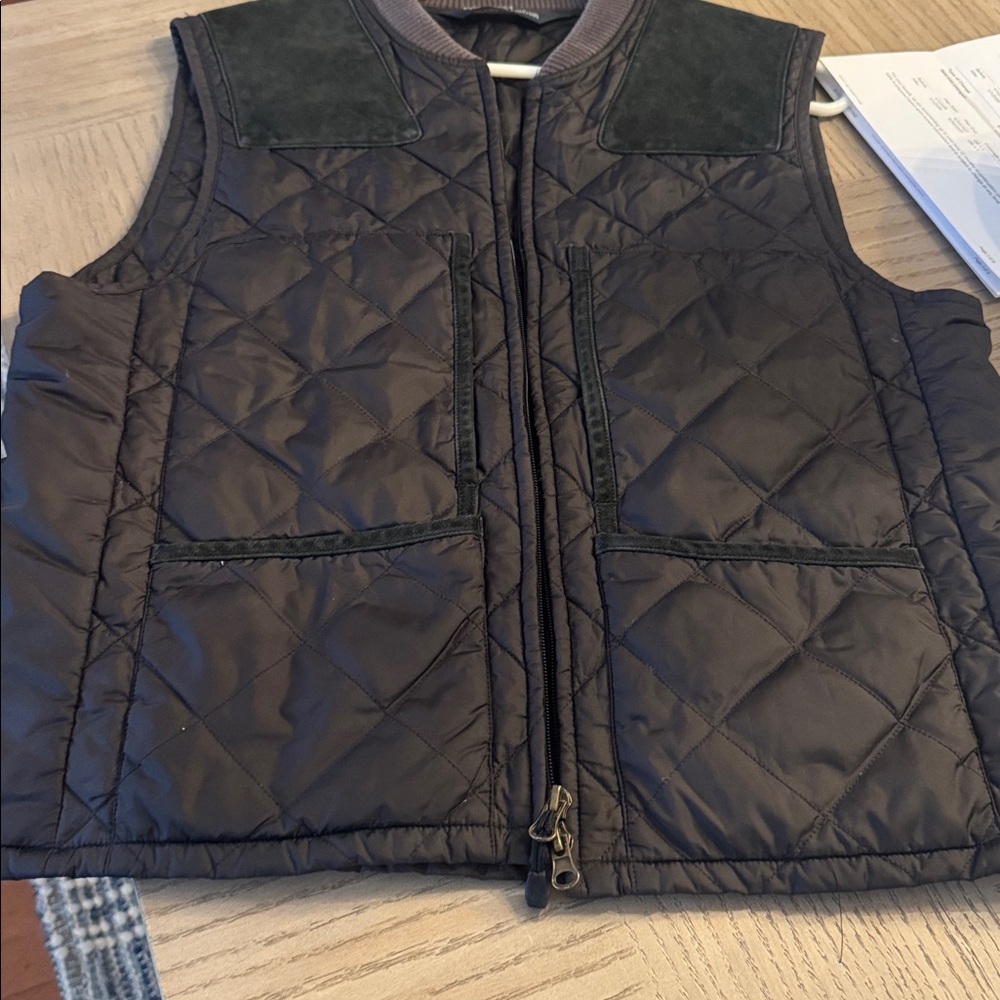 Vintage Polo Ralph Lauren quilted suede leather detail full zip shooter vest M